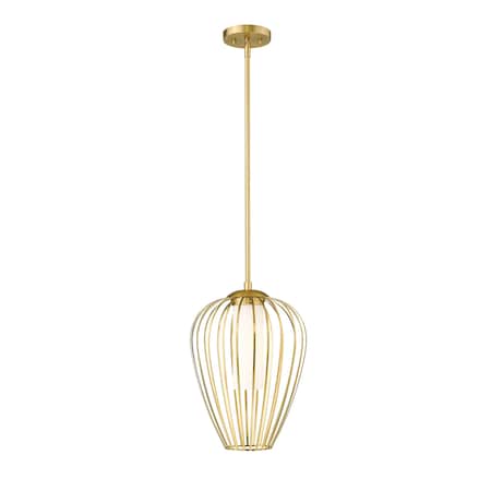 Z-Lite Savanti Pendant, 1-Light, 12 In.W x 16.5 In.H, Modern Gold/White Opal 7507-12MGLD